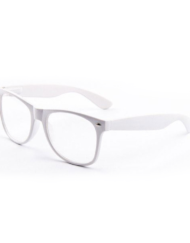 Witte nerd wayfarer bril transparante glazen Brillenbaas