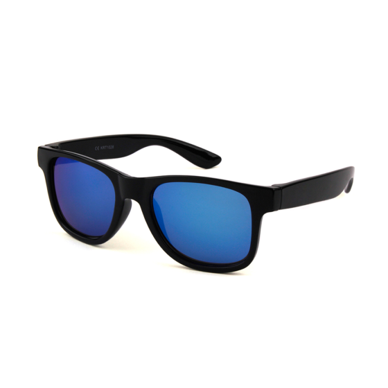 Kinder wayfarer zwarte met blauwe spiegelglazen "Smurf"