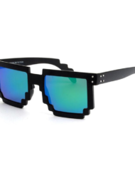 Festival pixel zwarte zonnebril met blauw-groen spiegelglazen 