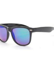 Wayfarer zwart met blauw-groene spiegelglazen 